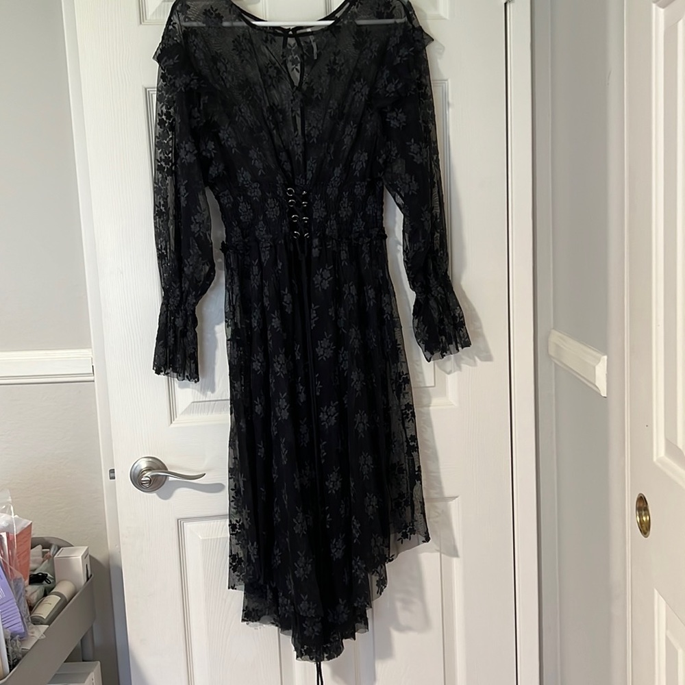 Free People Embroidered Black dress